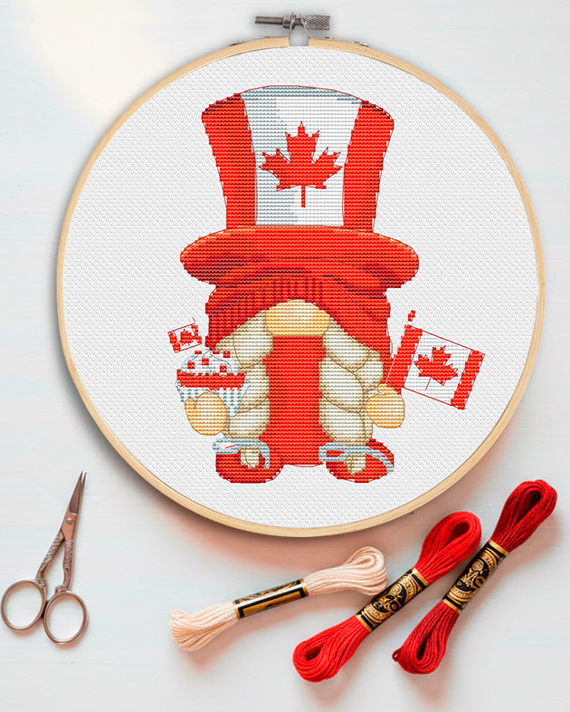 Canada Day, Cross stitch, Canadian cross stitch, Gnomes cross stitch, Modern cross stitch, Cross stitch pattern