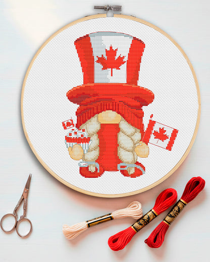 Canada Day, Cross stitch, Canadian cross stitch, Gnomes cross stitch, Modern cross stitch, Cross stitch pattern