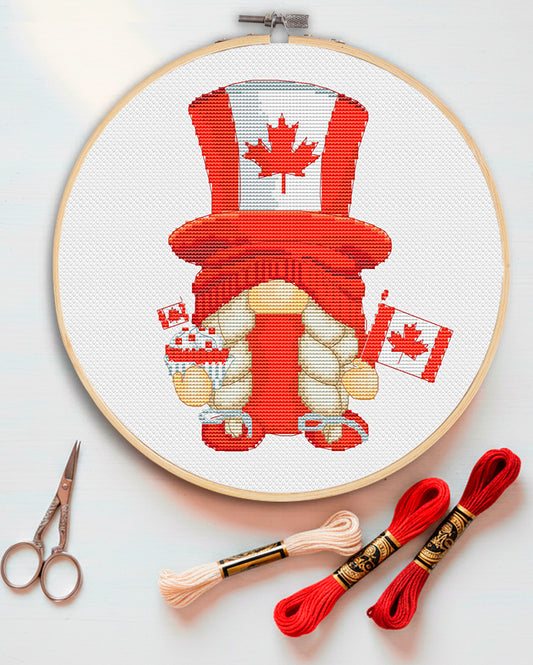 Canada Day, Cross stitch, Canadian cross stitch, Gnomes cross stitch, Modern cross stitch, Cross stitch pattern
