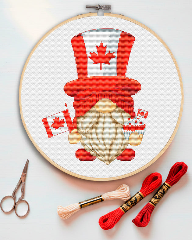 Canada Day, Gnomes cross stitch, Modern cross stitch, Cross stitch pattern