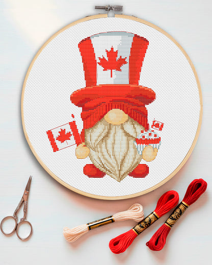 Canada Day, Gnomes cross stitch, Modern cross stitch, Cross stitch pattern