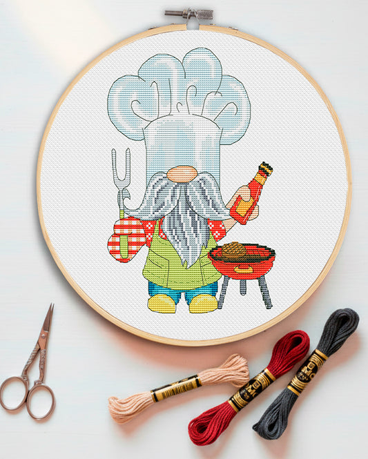 BBQ gnome, Cross stitch pattern