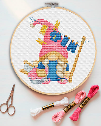 Gnome cross stitch pattern Laundry female