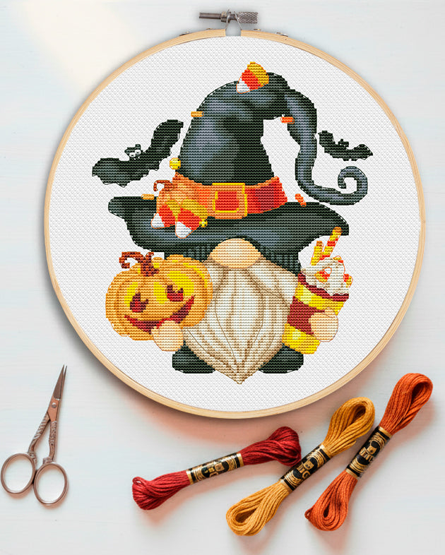 Halloween cross stitch pattern Witch