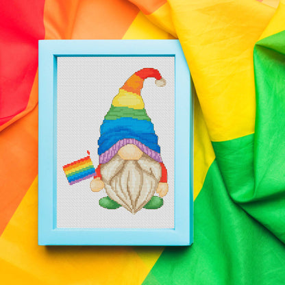 Pride gnome, Counted Cross stitch pattern