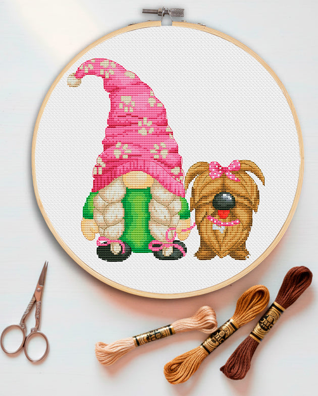 Dog lover, Cross stitch, Dog lover, Gnomes cross stitch, Modern cross stitch, Pets cross stitch