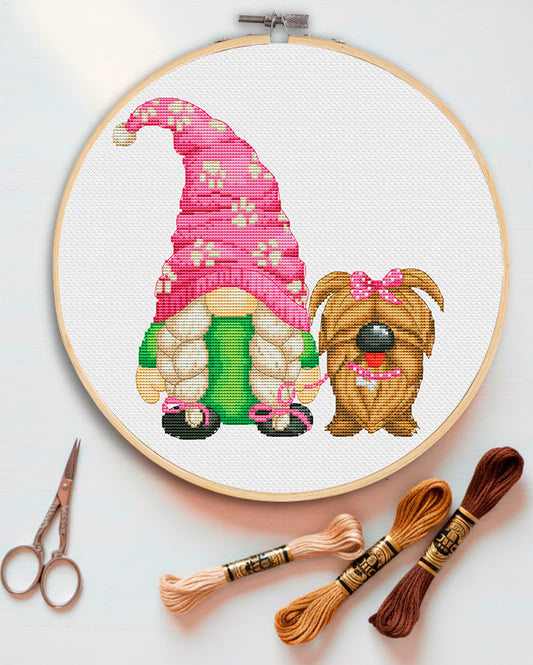 Dog lover, Cross stitch, Dog lover, Gnomes cross stitch, Modern cross stitch, Pets cross stitch