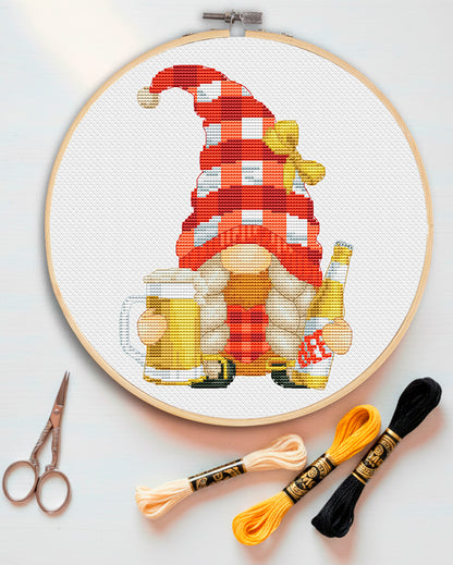 Cross stitch pattern Female with a beer
