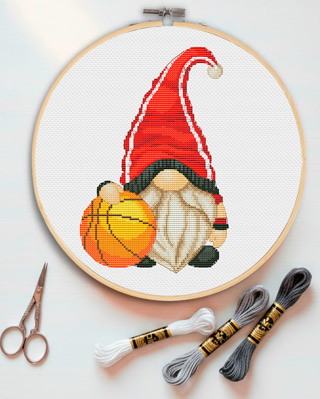 Basketball player, Cross stitch pattern, Basketball cross stitch, Cross stitch, Modern cross stitch, Gnome cross stitch, Sport cross stitch