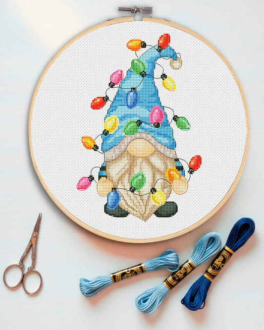 Classic Christmas Gnome Cross Stitch Pattern - Holiday Decor PDF