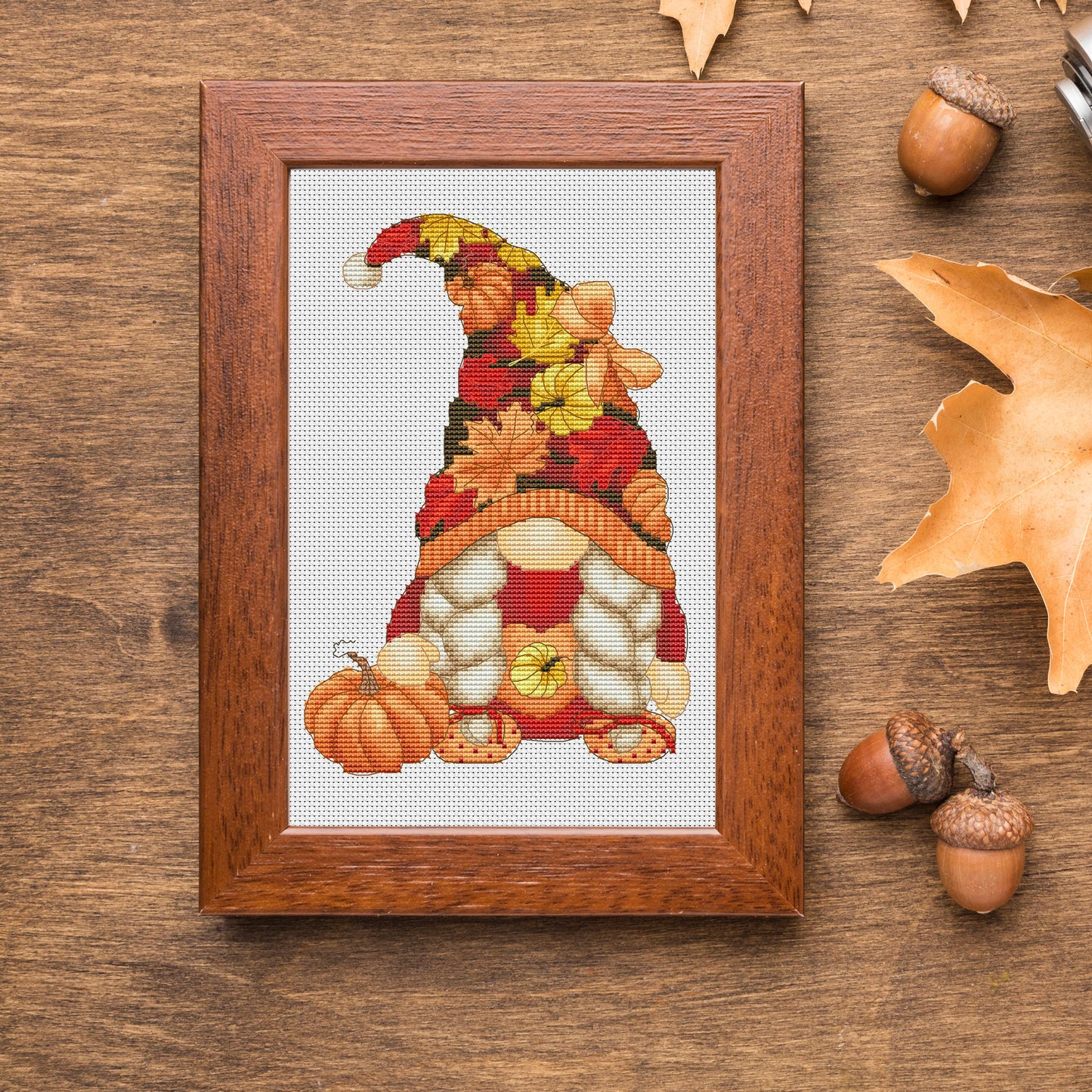 Autumn female, Cross stitch pattern, Pumpkins cross stitch, Gnomes cross stitch, Autumn cross stitch, Fall cross stitch