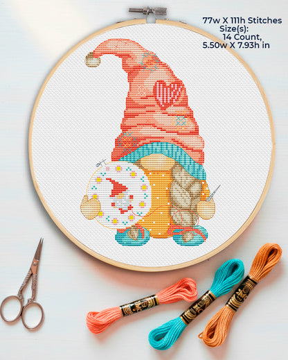 Cross Stitch Pattern Bundle, Craft Room Gnomes, 3 PDF Designs, Sewing and Knitting Decor