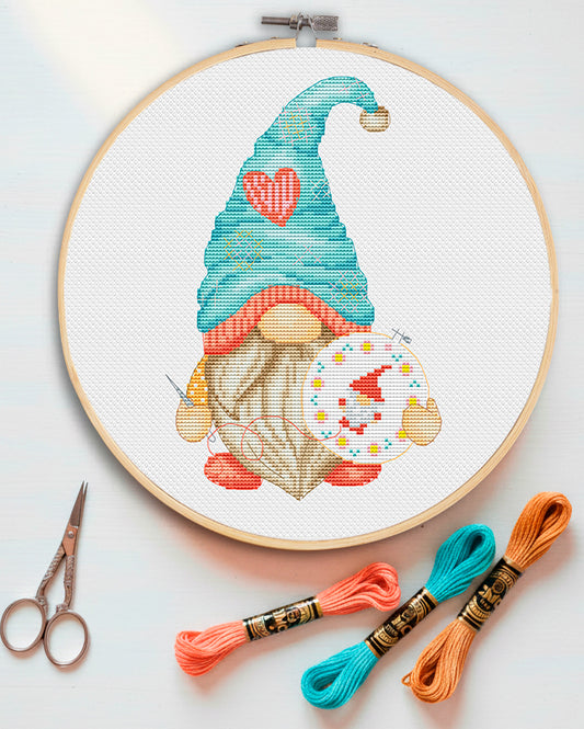 Embroiderer, Cross stitch, Counted cross stitch, Gnomes cross stitch, Cute cross stitch, Modern cross stitch