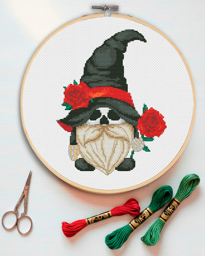 Skeleton, Cross stitch pattern, Gnome cross stitch, Halloween cross stitch