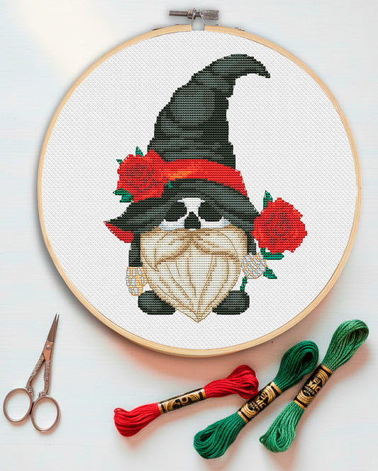 Skeleton, Cross stitch pattern, Gnome cross stitch, Halloween cross stitch
