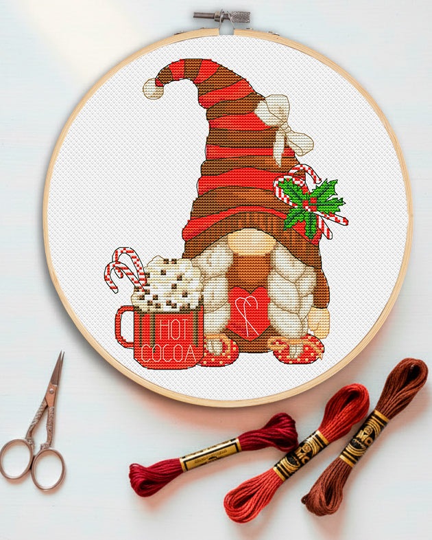 Christmas female, Cross stitch pattern, Christmas cross stitch, Gnomes cross stitch, Modern cross stitch, Cocoa cross stitch