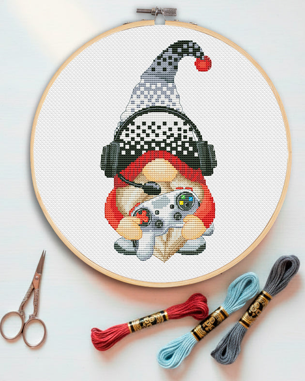 Gamer, Cross stitch, Teenager cross stitch, Gnomes cross stitch, Modern cross stitch