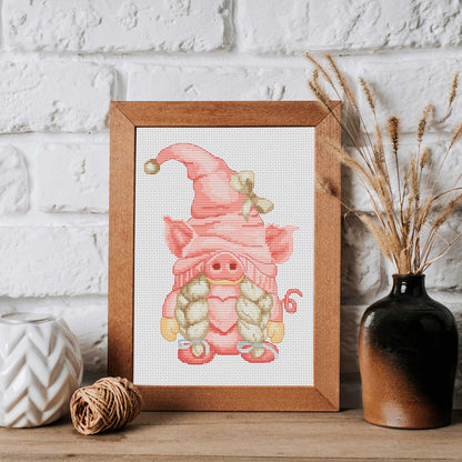 Pig, Cross stitch pattern, Pig cross stitch, Barn cross stitch, Cross stitch chart, Gnomes cross stitch, Easy cross stitch