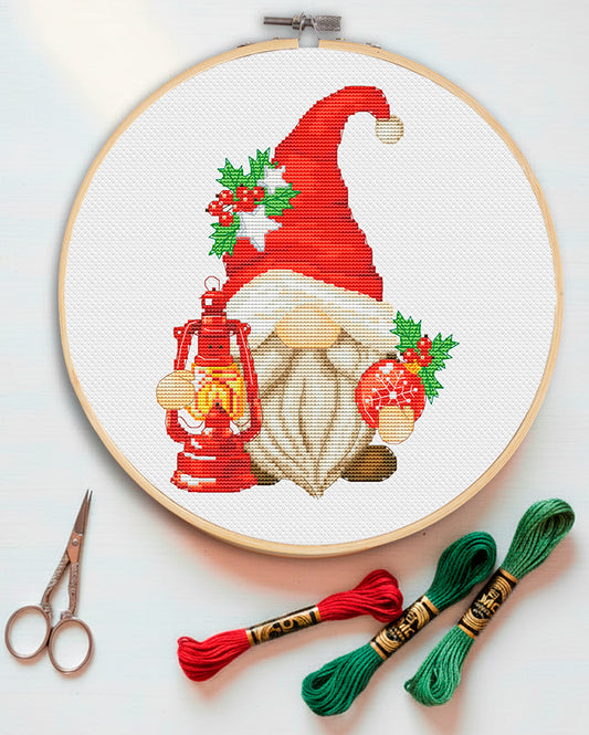 Christmas gnome, Cross stitch, Christmas cross stitch, Gnomes cross stitch, Modern cross stitch, Christmas ornament, Christmas decor