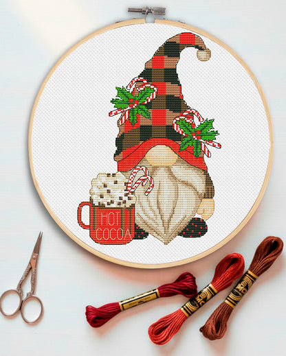 Christmas gnome, Christmas cross stitch, Gnomes cross stitch, Modern cross stitch, Cross stitch pattern, Christmas ornament
