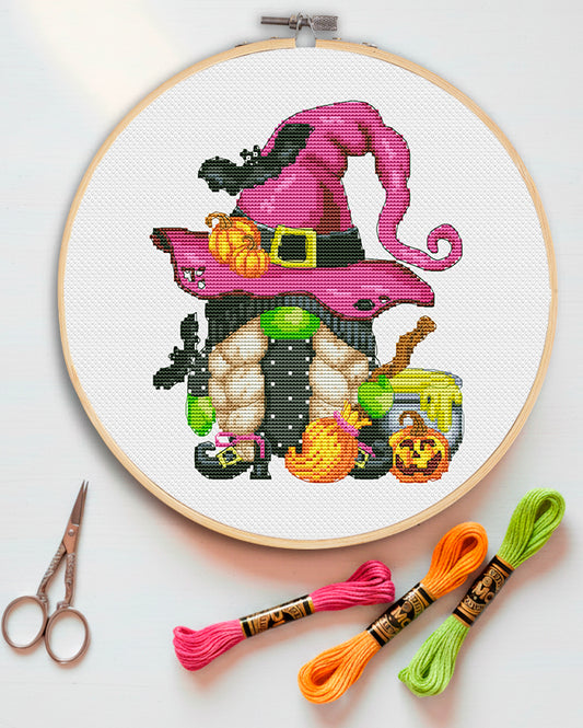 Witch cross stitch pattern, Embroıdery chat