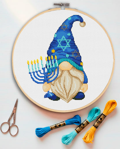Hanukkah, Menorah cross stitch, Modern cross stitch, Counted cross stitch, Cross stitch pattern, Cross stitch PDF