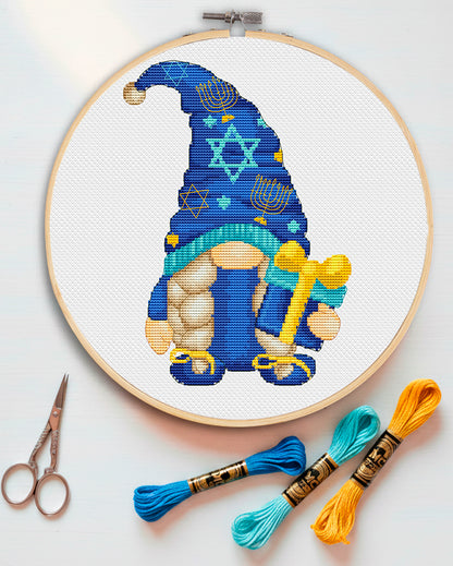 Cross stich pattern, Hanukkah female, Menorah cross stitch, Modern cross stitch, Counted cross stitch