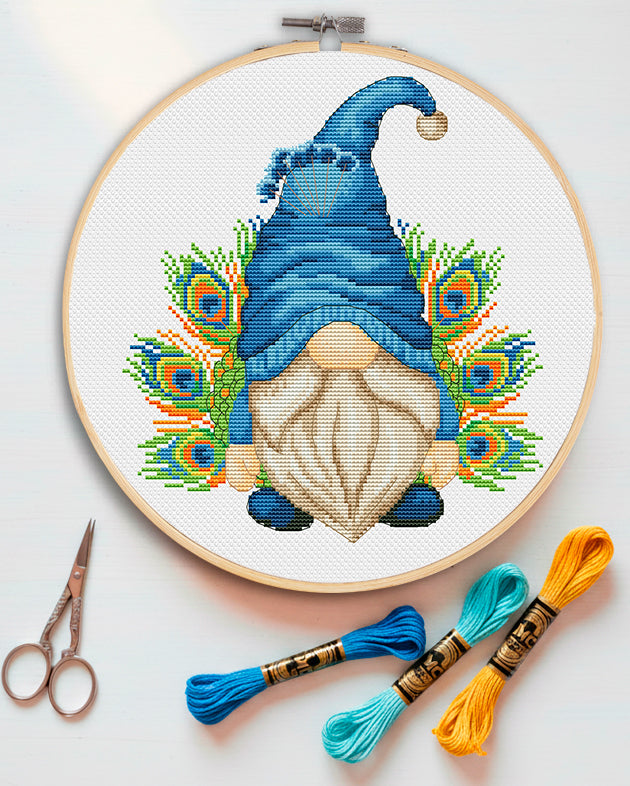 Peacock, Cross stitch, Bird cross stitch, Gnomes cross stitch, Modern cross stitch, Peacock cross stitch