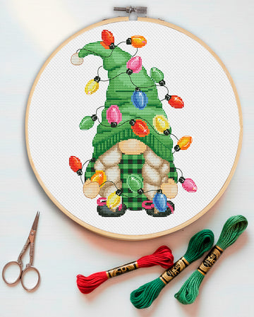 Christmas female, Cross stitch, Christmas cross stitch, Gnomes cross stitch, Modern cross stitch