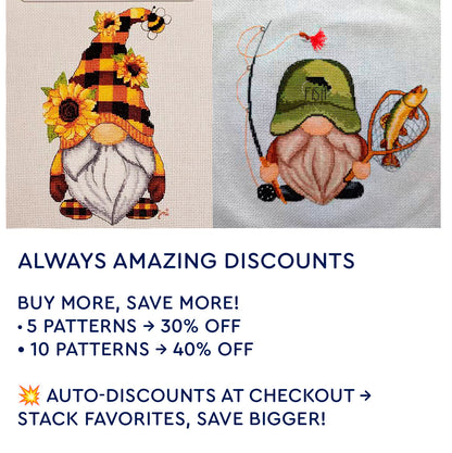 15 Gnomes cross stitch patterns bundle PDF (Instant Download)