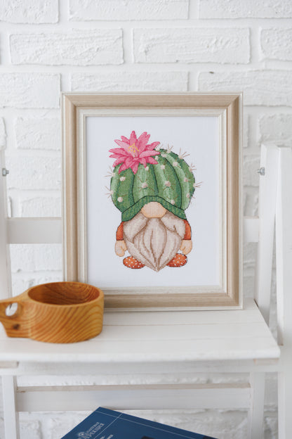 Cactus, Cross stitch, Plant cross stitch, Gnomes cross stitch, Modern cross stitch, Floral cross stitch, Funny cross stitch