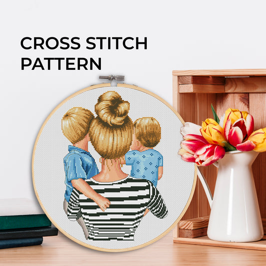 Cross Stitch Pattern – Mother with Children