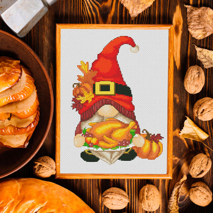 Cross stitch pattern A Thanksgiving gnome