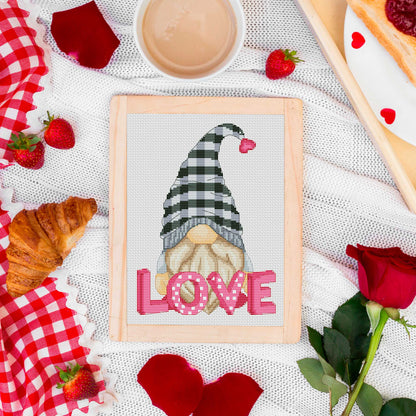 Cross stitch pattern Valentine Day gnome