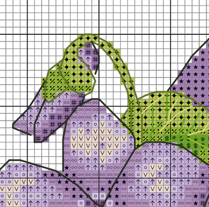 Floral cross stitch pattern Violet gnome