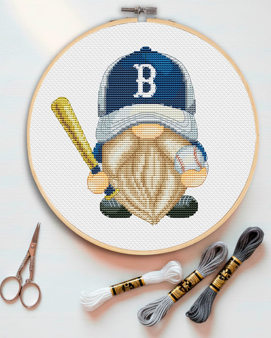 Baseball Gnome Cross Stitch Pattern PDF – Instant Download