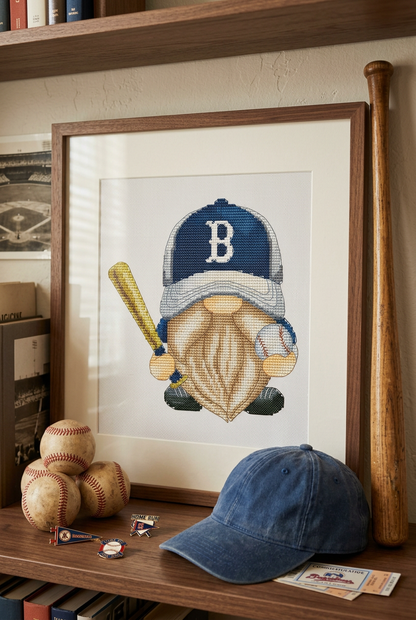 Baseball Gnome Cross Stitch Pattern PDF – Instant Download
