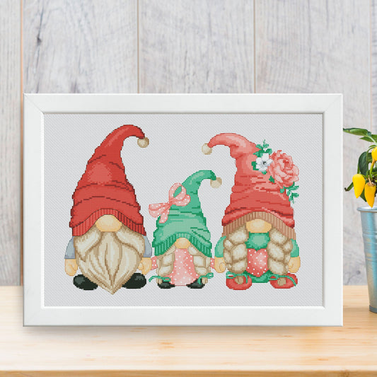 Family of gnomes, Cross stitch pattern,  Modern cross stitch, Counted cross stitch, Family cross stitch