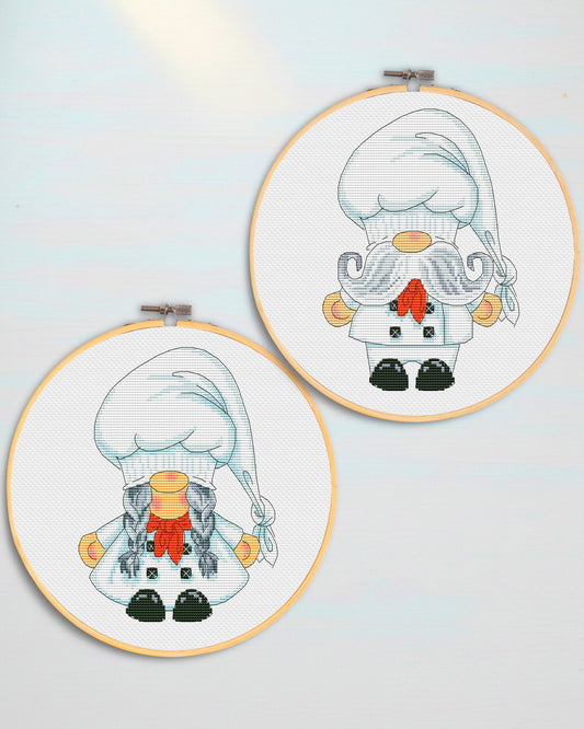 Chef, Cross stitch, Kitchen cross stitch, Gnomes cross stitch, Modern cross stitch, Chef cross stitch, Bakery cross stitch