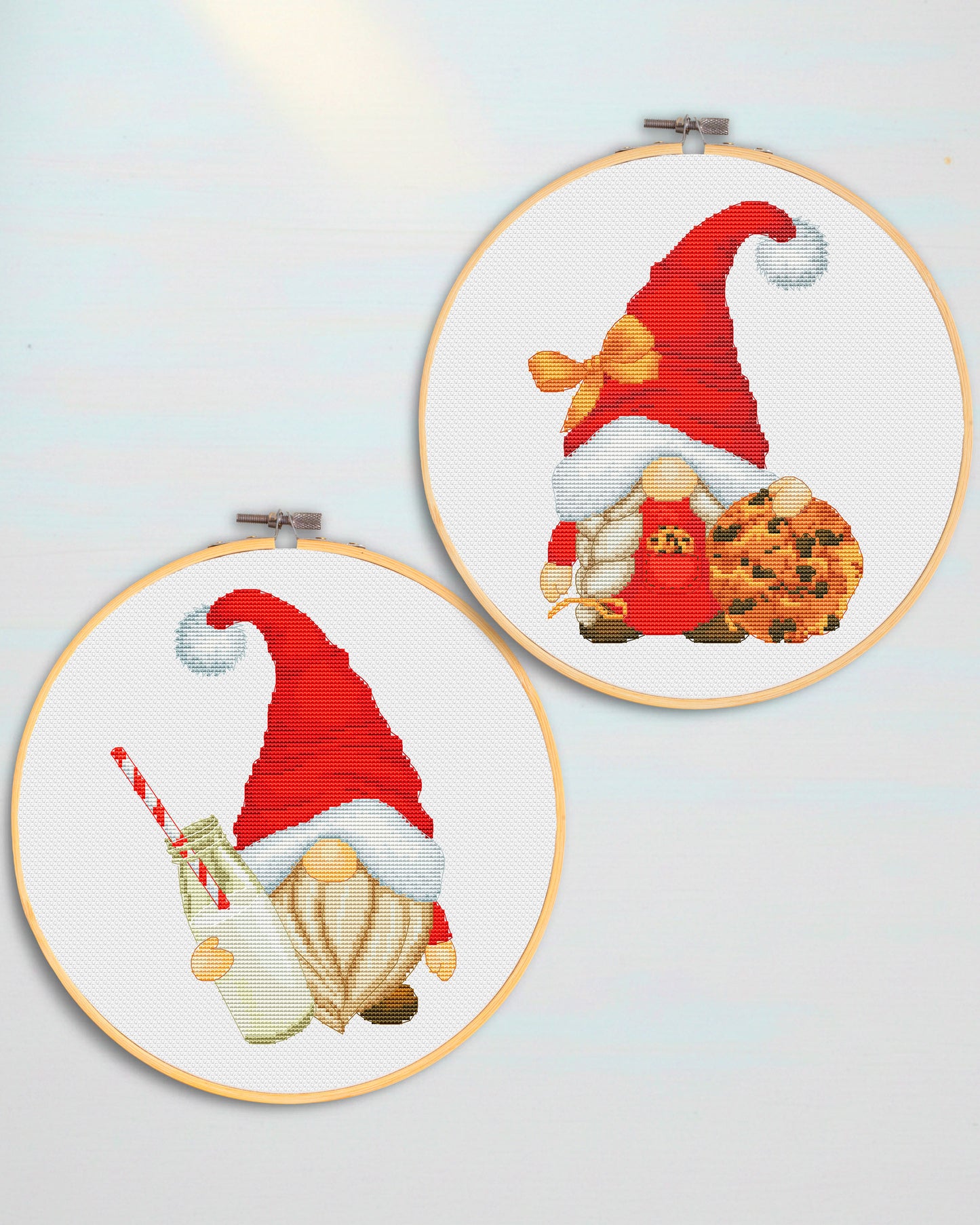 Set of 2, Cross stitch pattern, Christmas cross stitch, Gnomes cross stitch, Modern cross stitch