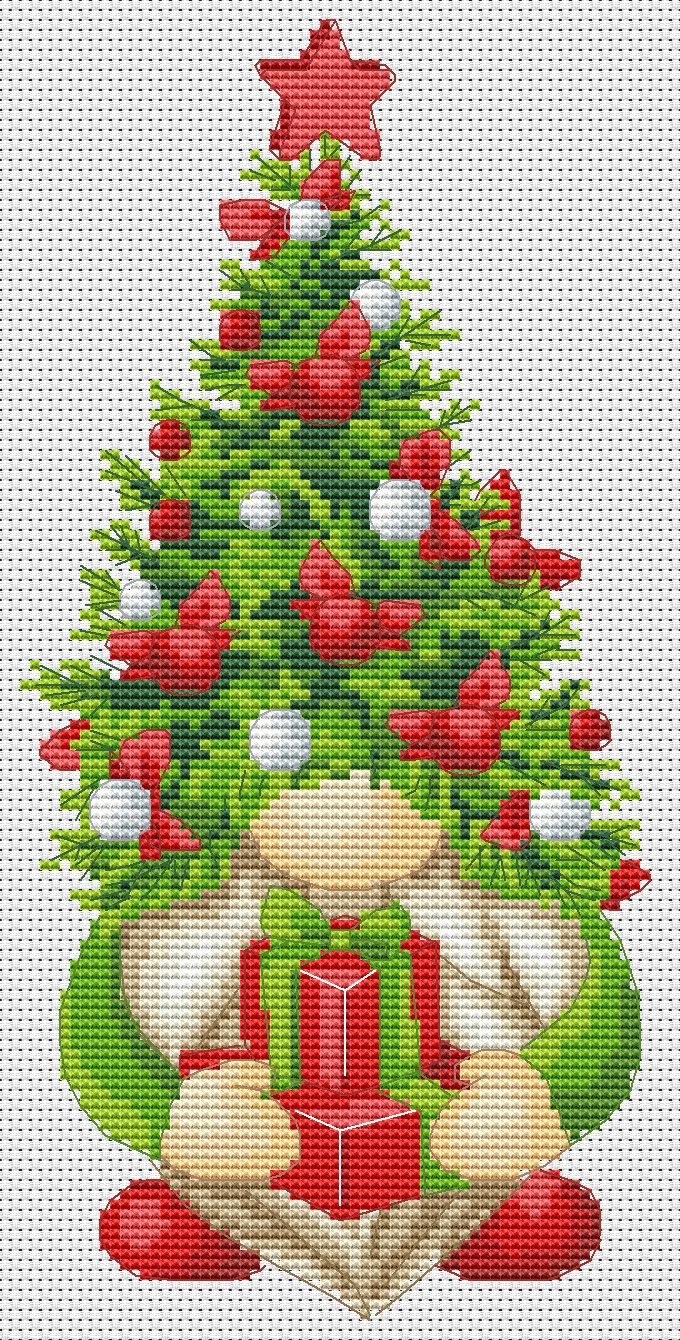 Cross stitch pattern, Christmas tree, Christmas stitch, Gnomes cross stitch, Modern cross stitch, Christmas tree, Gnome pattern