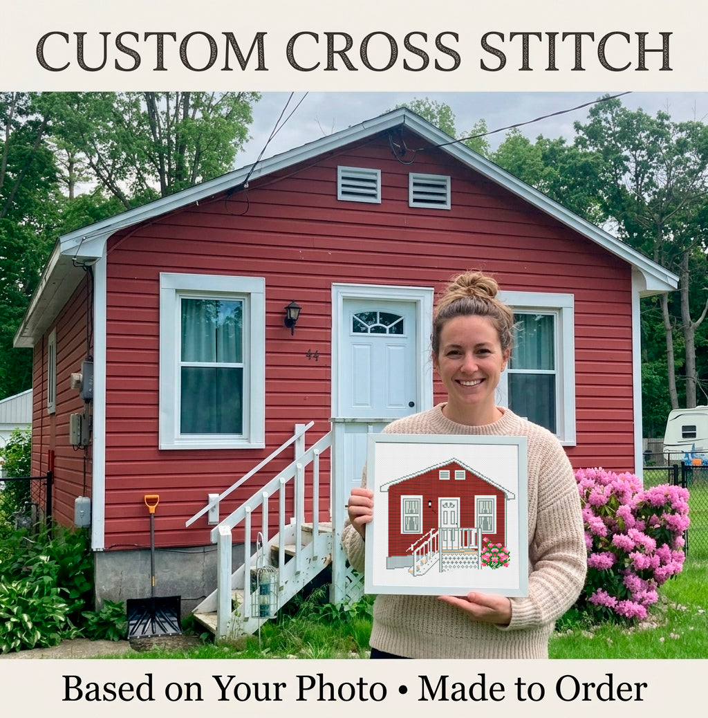 Custom House Cross Stitch Pattern, House Portrait PDF, Personalized Home Chart, From Your Photo