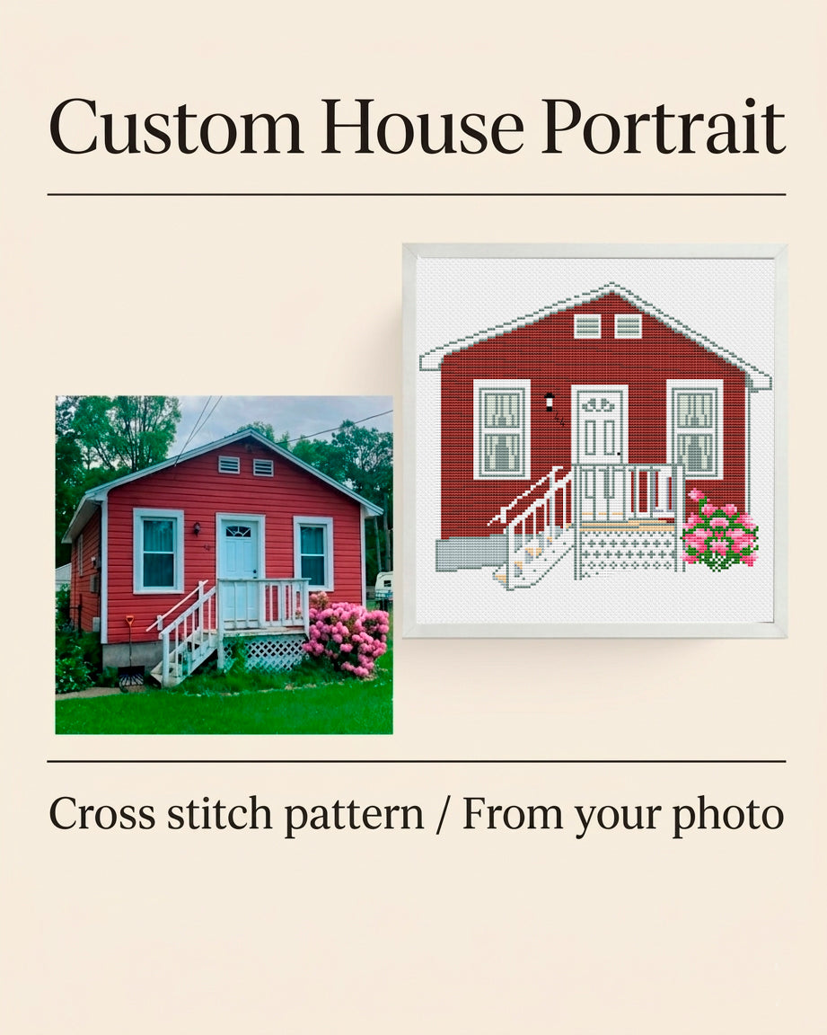 Custom House Cross Stitch Pattern, House Portrait PDF, Personalized Home Chart, From Your Photo