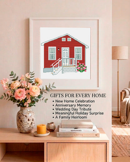 Custom House Cross Stitch Pattern, House Portrait PDF, Personalized Home Chart, From Your Photo
