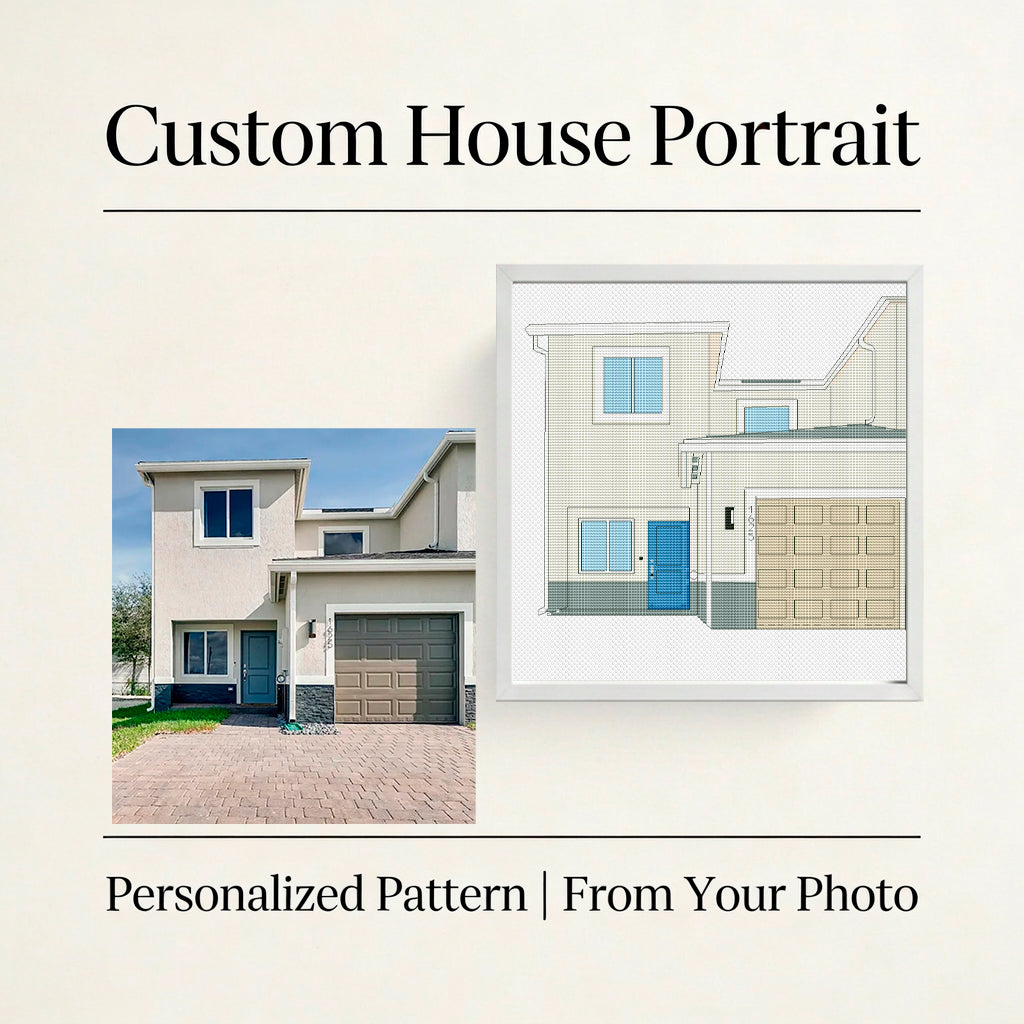 Custom House Cross Stitch Pattern, House Portrait PDF, Personalized Home Chart, From Your Photo