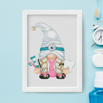 Dentist, Cross stitch PDF, Gnomes cross stitch, Modern cross stitch, Cross stitch pattern, Gift for dentist