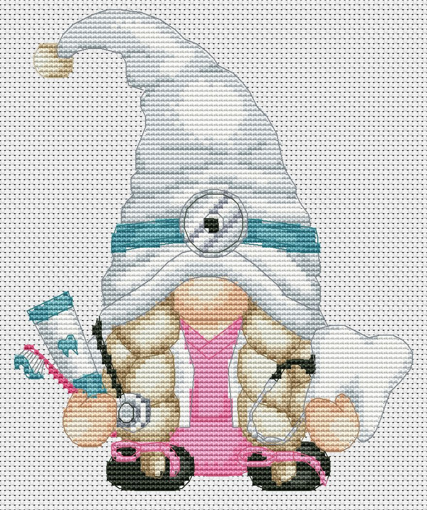 Dentist, Cross stitch PDF, Gnomes cross stitch, Modern cross stitch, Cross stitch pattern, Gift for dentist