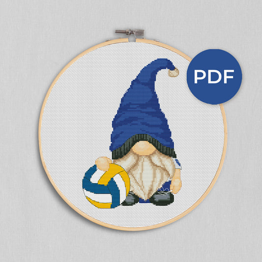 Cross stitch pattern Volleyball gnome