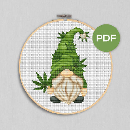 Cannabis gnome, Cross stitch pattern