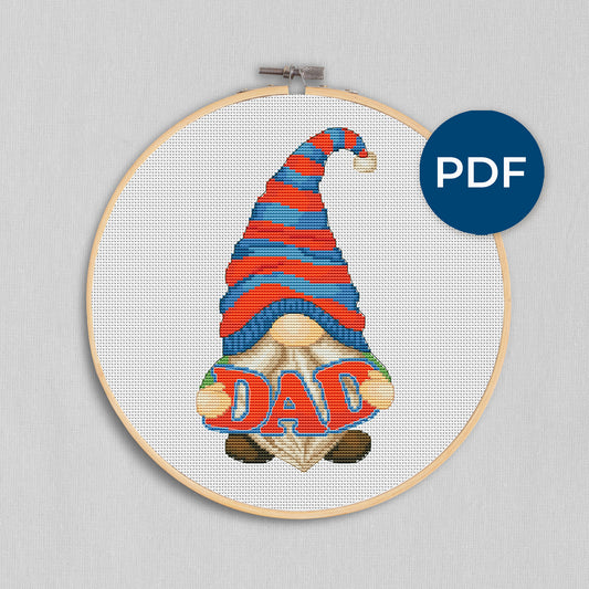 DAD Gnome Cross stitch pattern